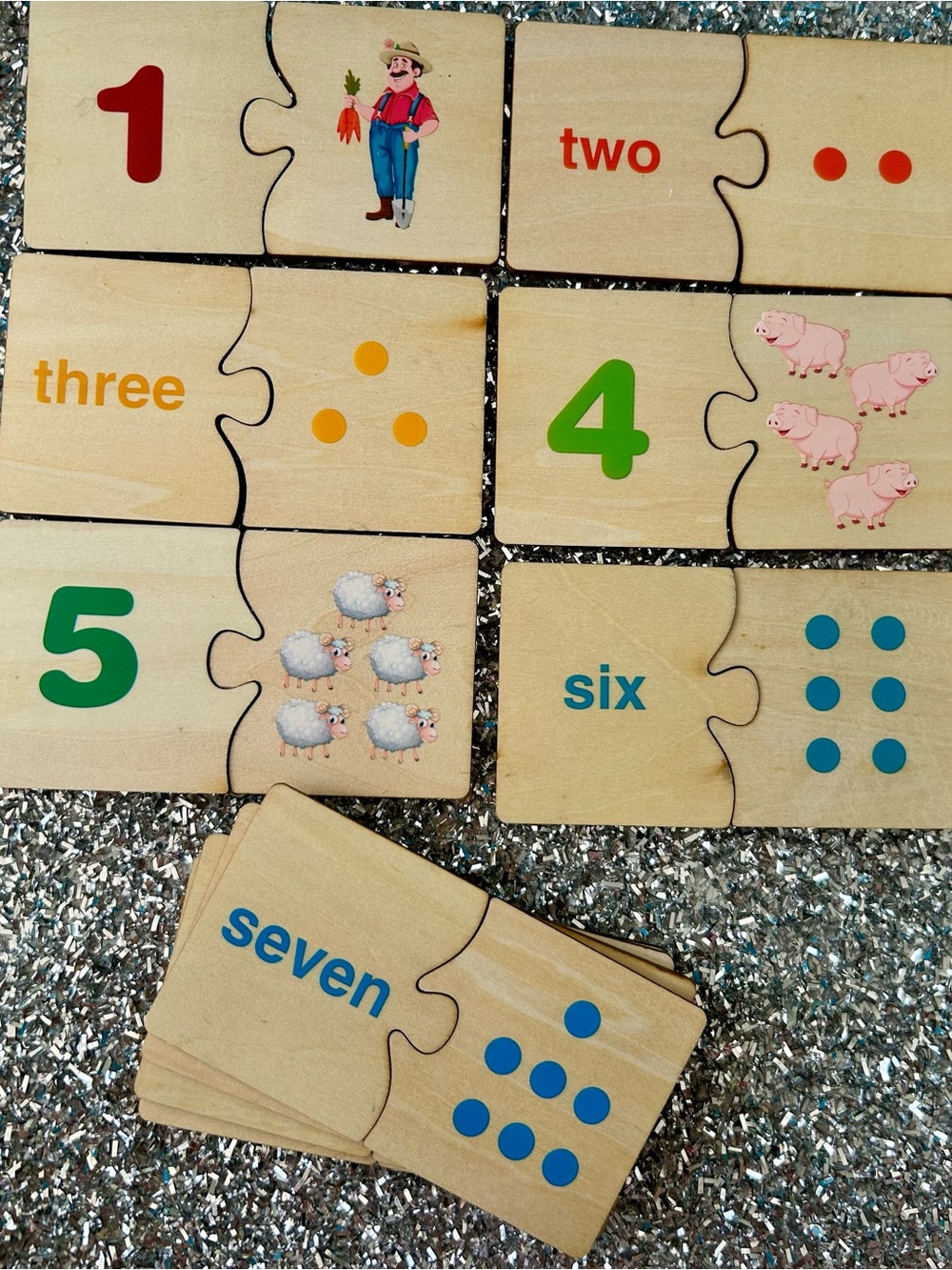 Wooden Number Matching Puzzle - Colorful Learning Set